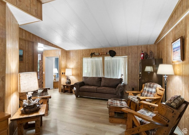 1372 S Cottonwood Ln, Hatch, UT 84735 - living area featuring lofted ceiling, wood finished floors, and wood walls