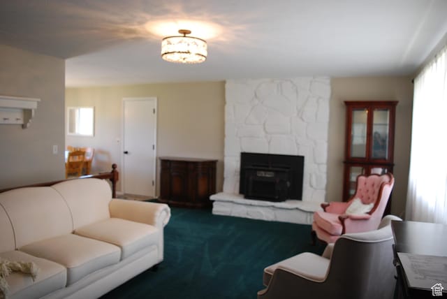 71 Gary Way N, Salt Lake, UT 84054 - carpeted living area with a stone fireplace