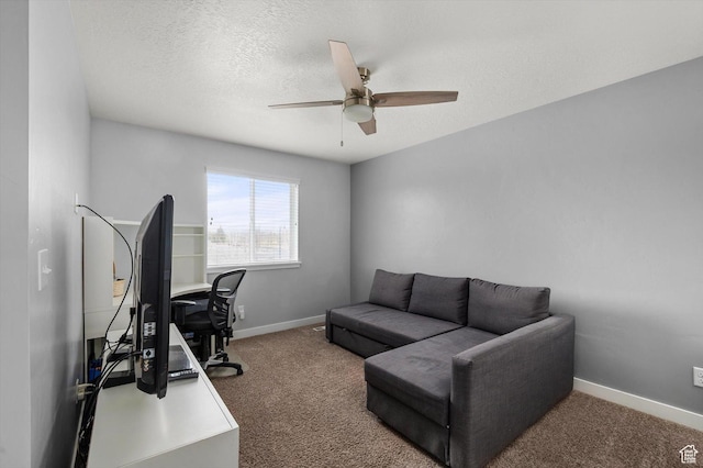 12172 S Window Arch Ln, Herriman, UT 84096 - carpeted office with a ceiling fan, baseboards, and a textured ceiling