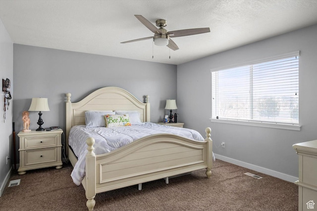12172 S Window Arch Ln, Herriman, UT 84096 - carpeted bedroom with a ceiling fan, a textured ceiling, baseboards, and visible vents