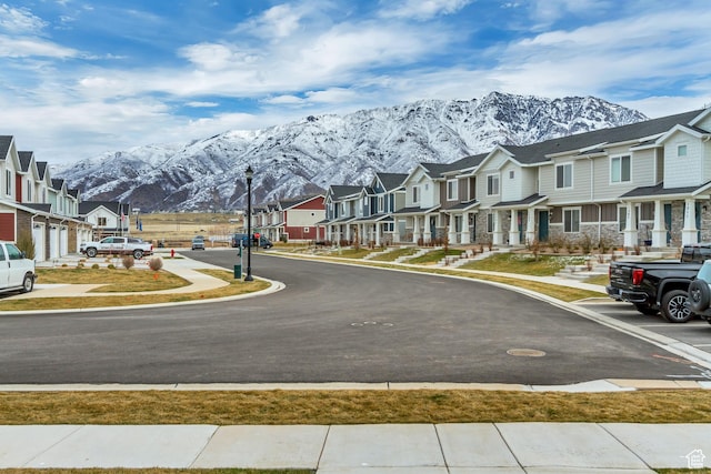 1436 S Divide Dr, Santaquin, UT 84655 - view of road featuring a mountain view, sidewalks, street lights, and a residential view
