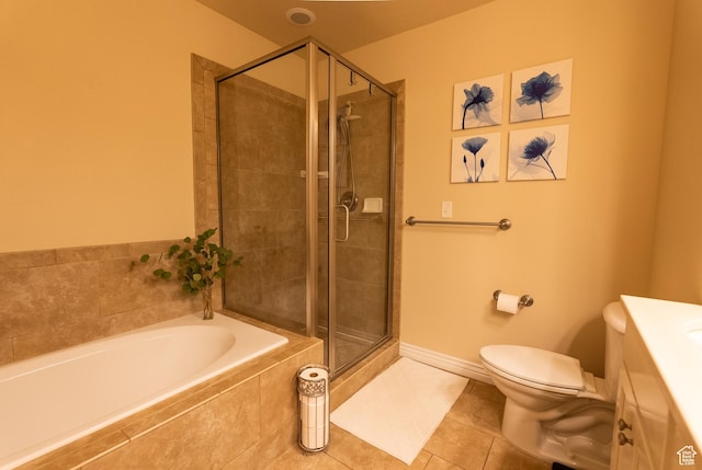 160 S 2775 W, West Point, UT 84015 - full bath featuring a garden tub, toilet, a shower stall, and tile patterned flooring