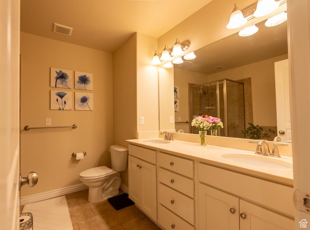 160 S 2775 W, West Point, UT 84015 - bathroom with a stall shower, toilet, visible vents, and a sink