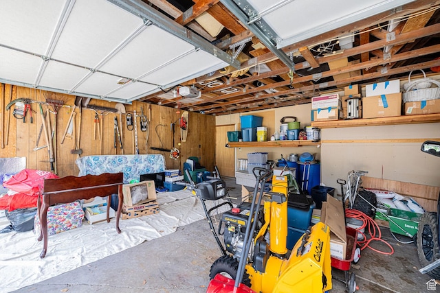2536 N 575 E, North Ogden, UT 84414 - garage with wood walls and a garage door opener