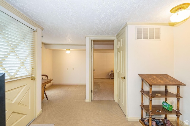 2536 N 575 E, North Ogden, UT 84414 - corridor featuring a textured ceiling, light carpet, and baseboards
