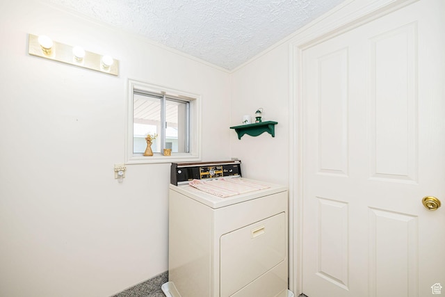 2536 N 575 E, North Ogden, UT 84414 - laundry room featuring washer / clothes dryer, a textured ceiling, and ornamental molding
