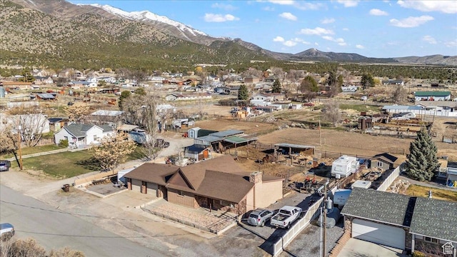 bird's eye view featuring a mountain view and a residential view