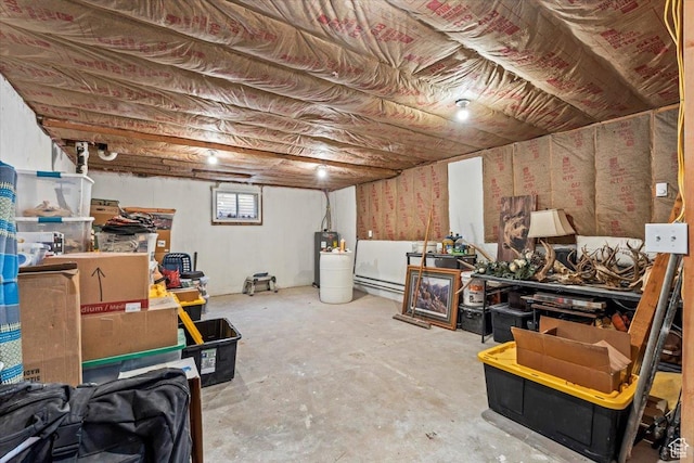 below grade area featuring electric water heater