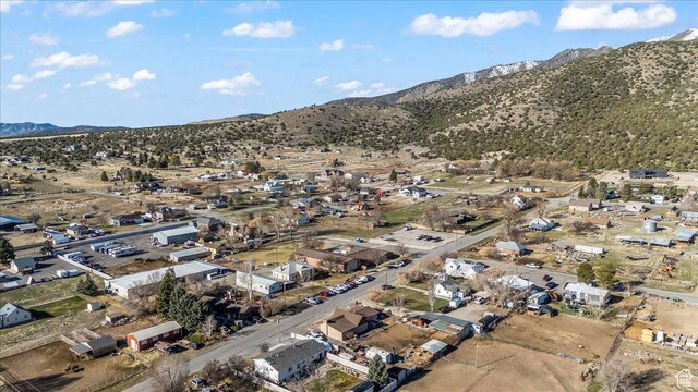 birds eye view of property featuring a mountain view