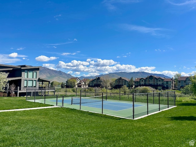 6394 E 850 S, Huntsville, UT 84317 - view of tennis court featuring a mountain view and a residential view