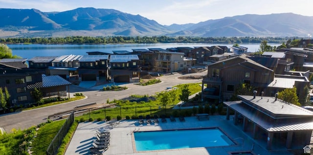 6394 E 850 S, Huntsville, UT 84317 - aerial view of residential area featuring a mountainous background and a pool area