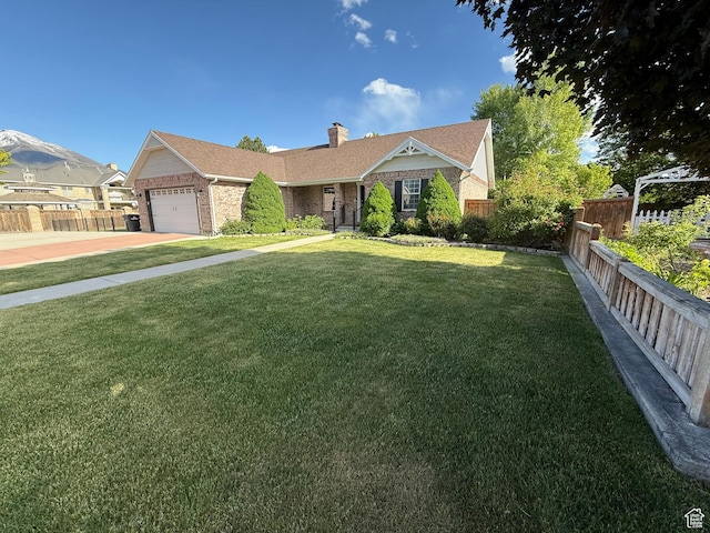 1046 E 1100 S, Spanish Fork, UT 84660 - single story home featuring brick siding, a garage, a chimney, and driveway