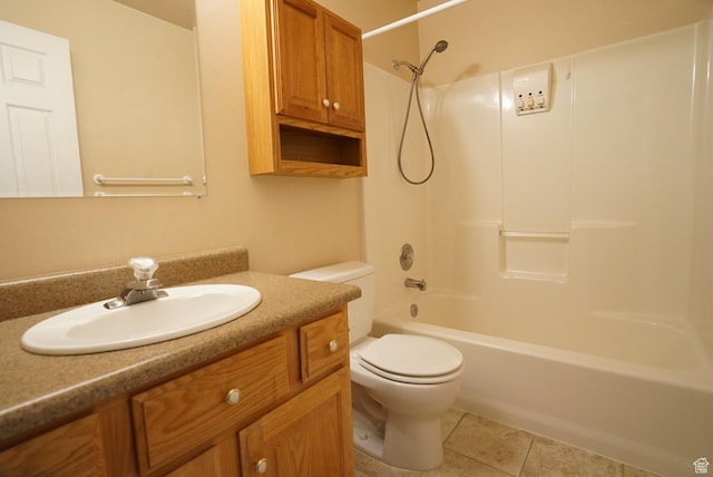 1046 E 1100 S, Spanish Fork, UT 84660 - bathroom featuring toilet, tile patterned flooring, vanity, and shower / bathtub combination