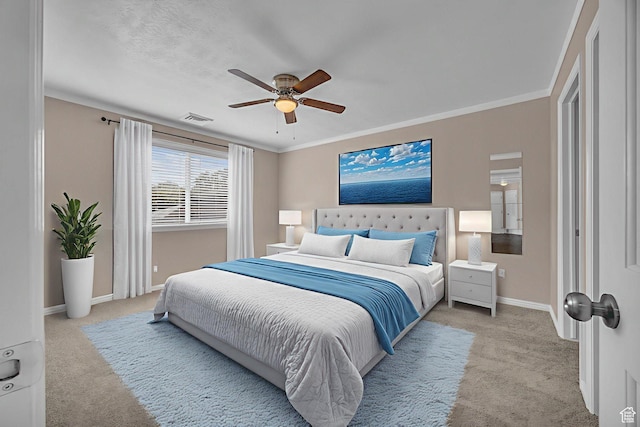 3860 S Mccall St Unit 2D, South Salt Lake, UT 84115 - bedroom featuring carpet flooring, crown molding, and ceiling fan