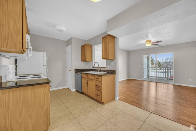 3860 S Mccall St Unit 2D, South Salt Lake, UT 84115 - kitchen featuring a sink, dark countertops, electric range, and dishwasher
