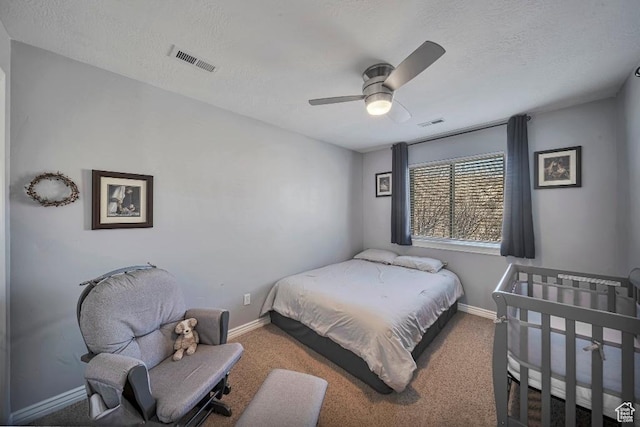 1951 N Hollow Ct, Lehi, UT 84043 - carpeted bedroom featuring baseboards, a textured ceiling, and visible vents