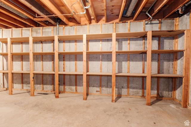 view of unfinished basement
