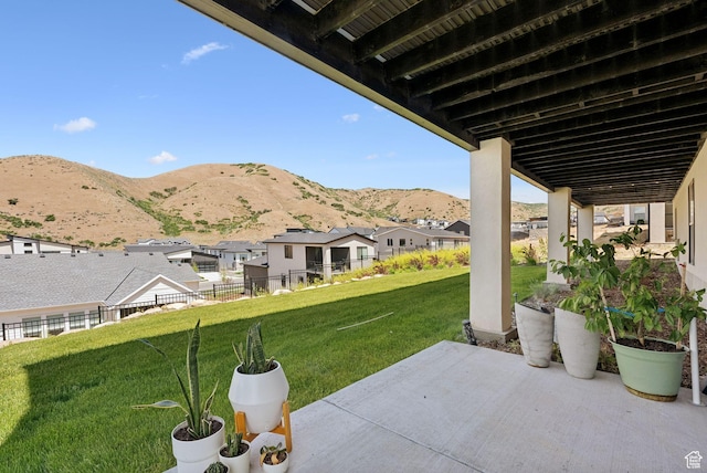 5641 N Canyon Rim Rd, Lehi, UT 84043 - view of patio with a residential view and a mountain view