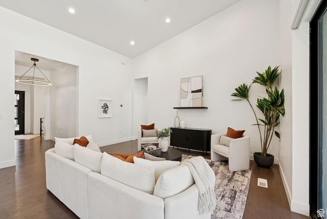 5641 N Canyon Rim Rd, Lehi, UT 84043 - living room with baseboards, recessed lighting, and wood finished floors