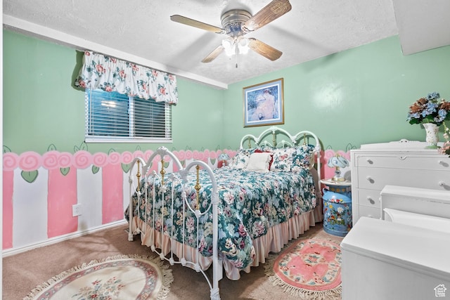 1376 Granada Dr, Bountiful, UT 84010 - carpeted bedroom with a textured ceiling and ceiling fan