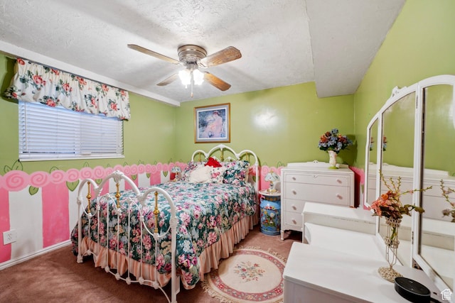 1376 Granada Dr, Bountiful, UT 84010 - carpeted bedroom featuring a ceiling fan and a textured ceiling