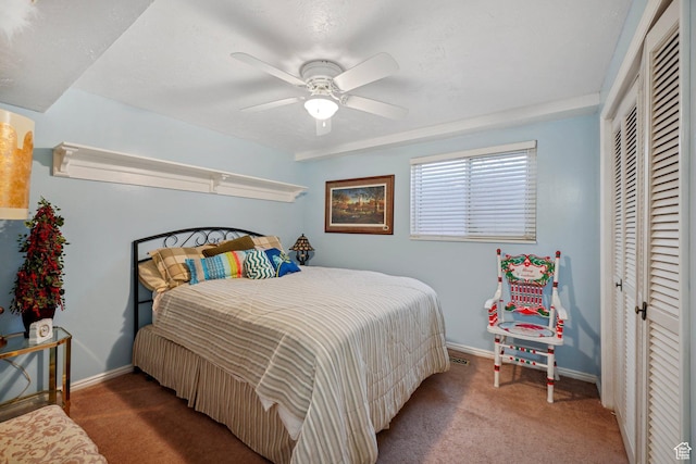 1376 Granada Dr, Bountiful, UT 84010 - carpeted bedroom with baseboards, a closet, and ceiling fan