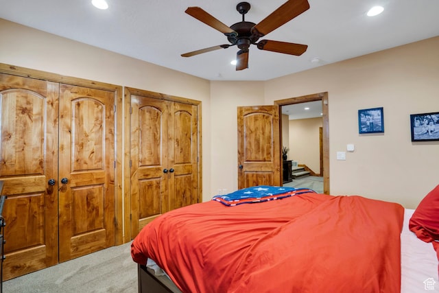 1603 E Millbrook Way, Bountiful, UT 84010 - bedroom with recessed lighting, a ceiling fan, and carpet floors