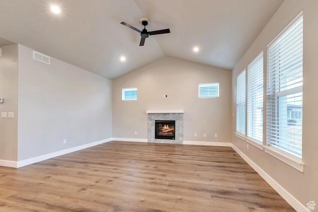 3240 W Oxford Loop Unit 219, Mountain Green, UT 84050 - unfurnished living room featuring visible vents, plenty of natural light, light wood finished floors, and ceiling fan