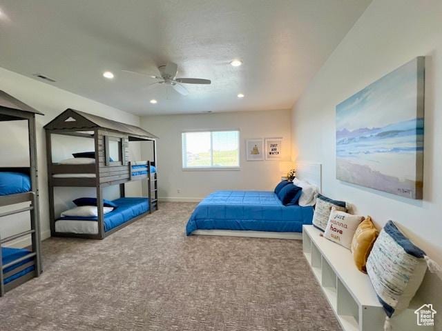 650 Blue Sage Dr, Fish Haven, ID 83287 - carpeted bedroom with baseboards, recessed lighting, and a ceiling fan