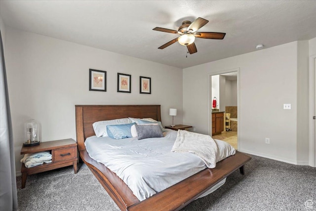 576 E 1540 S, Lehi, UT 84043 - bedroom with baseboards, connected bathroom, a ceiling fan, and light colored carpet