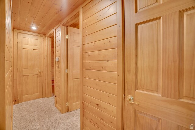 4547 Fawn Way Unit 2050, Heber City, UT 84032 - corridor featuring wooden ceiling, carpet floors, and wooden walls