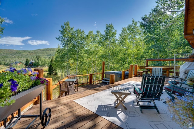4547 Fawn Way Unit 2050, Heber City, UT 84032 - wooden deck with a grill, a mountain view, and a view of trees