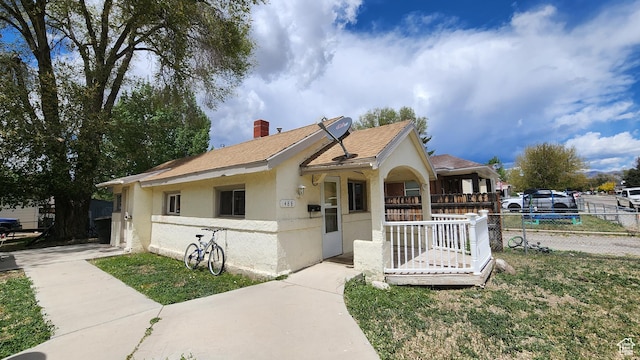488 S 100 W, Price, UT 84501 - view of front facade featuring fence, stucco siding, a chimney, and a shingled roof