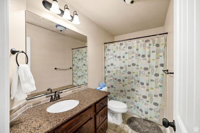687 N 130 E, Smithfield, UT 84335 - bathroom with a textured ceiling, toilet, a shower with shower curtain, and vanity
