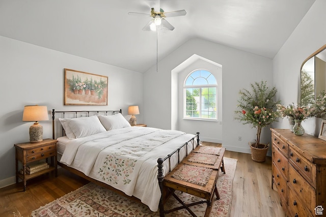 495 W 1330 N, Logan, UT 84341 - bedroom featuring vaulted ceiling, wood finished floors, and ceiling fan