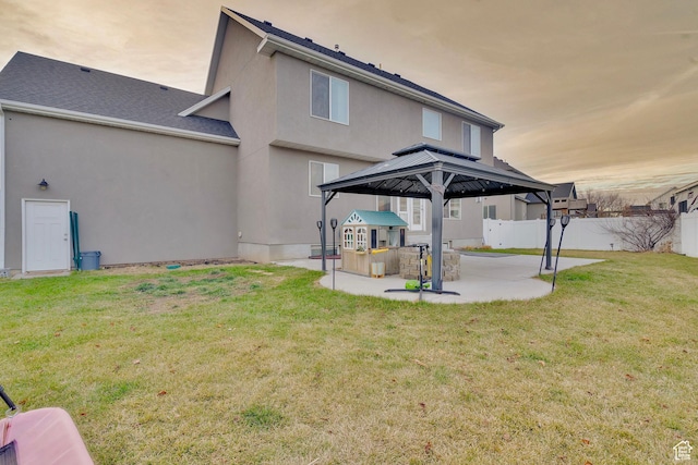 681 S Vance Dr W, Layton, UT 84041 - rear view of property with a gazebo, a patio, and stucco siding