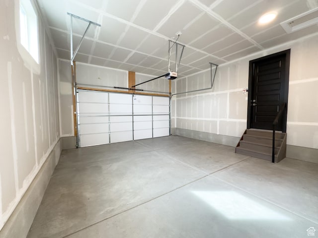 garage with a garage door opener
