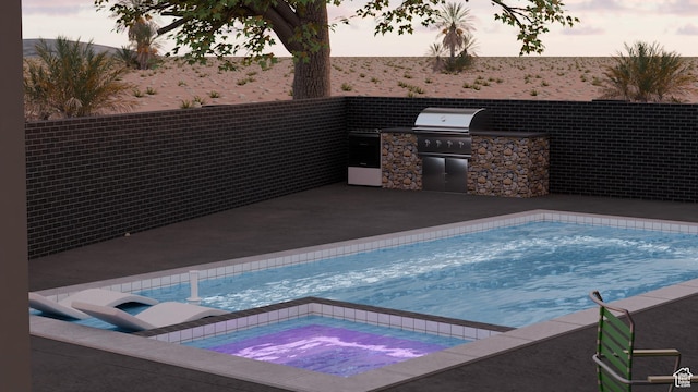 3945 Hillside Way, Santa Clara, UT 84765 - view of pool with area for grilling, an in ground hot tub, and an outdoor kitchen
