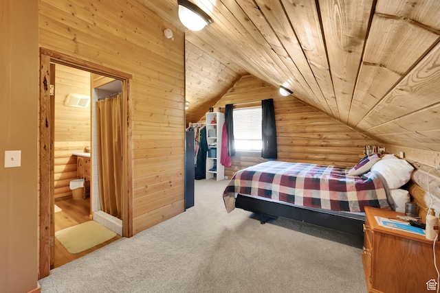 183 N Silver Sage Rd, Vernon, UT 84080 - carpeted bedroom featuring vaulted ceiling, wooden walls, and wood ceiling