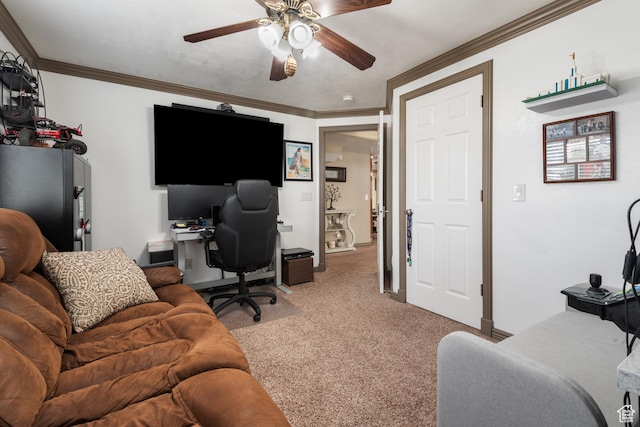 12381 S 3600 W, Riverton, UT 84065 - office space featuring light colored carpet, crown molding, and ceiling fan