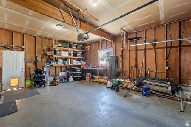 garage with a garage door opener