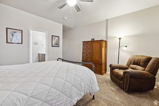 633 N 2850 W, Hurricane, UT 84737 - bedroom with a ceiling fan, light carpet, and connected bathroom