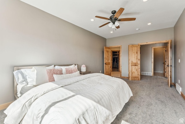 1101 E Stage Coach Run N, Morgan, UT 84050 - bedroom with baseboards, visible vents, carpet floors, and recessed lighting