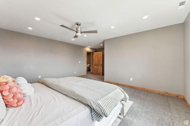 1101 E Stage Coach Run N, Morgan, UT 84050 - bedroom with baseboards, carpet floors, recessed lighting, and a ceiling fan