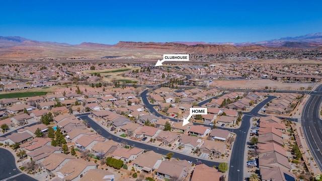 1369 W Country Club Dr, St George, UT 84790 - birds eye view of property with a residential view and a mountain view