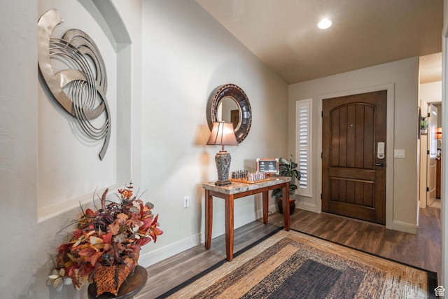 1369 W Country Club Dr, St George, UT 84790 - foyer with baseboards, lofted ceiling, and wood finished floors