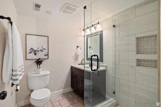 4721 W Country Club Dr, Highland, UT 84003 - full bathroom with vanity, visible vents, toilet, and tiled shower