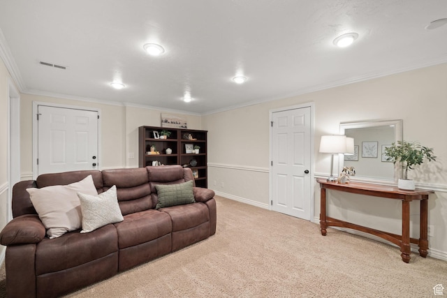 4721 W Country Club Dr, Highland, UT 84003 - living room with ornamental molding, carpet, baseboards, and visible vents
