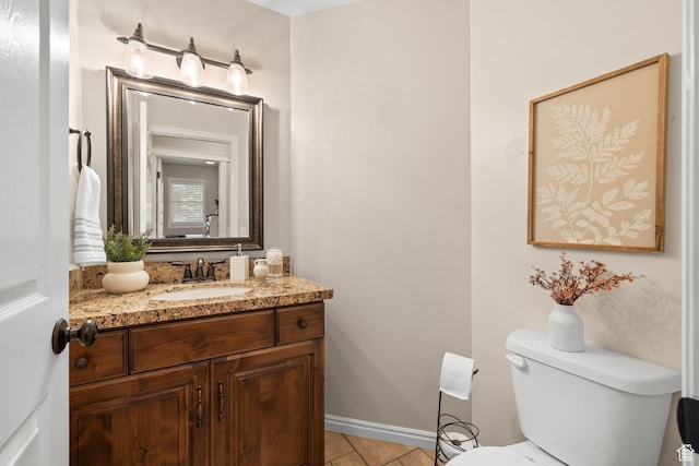 4721 W Country Club Dr, Highland, UT 84003 - bathroom featuring baseboards, toilet, tile patterned flooring, and vanity