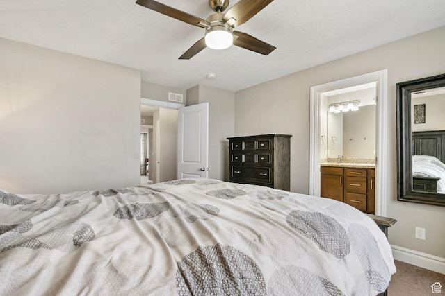 60 N 1100 W, Farmington, UT 84025 - carpeted bedroom with a ceiling fan, ensuite bath, baseboards, and visible vents
